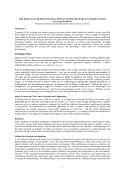 the role of in-depth investigations in injury research and prevention