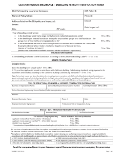 cea earthquake insurance &ndash; dwelling retrofit verification form