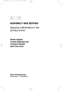 NUMERACY AND BEYOND Applying mathematics in the primary
