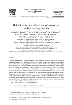 Guidelines for the ethical use of animals in applied ethology studies