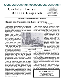 Slavery and Manumission Laws in Virginia
