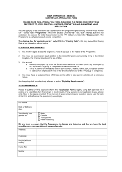 NINJA WARRIOR UK &ndash; SERIES 3 CONTESTANT APPLICATION