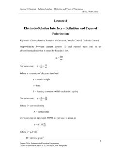 Lecture 8 Electrode-Solution Interface – Definition and Types
