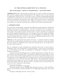 ON THE OPTIMAL BISECTION OF A POLYGON Elias