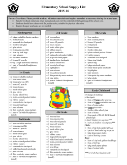 Elementary School Supply List 2015-16