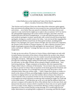A Brief Reflection on the Intellectual Tasks of the New Evangelization