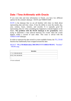 Date / Time Arithmetic with Oracle