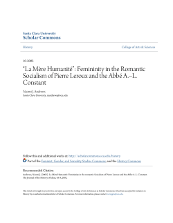 “La Mère Humanité”: Femininity in the Romantic Socialism of Pierre