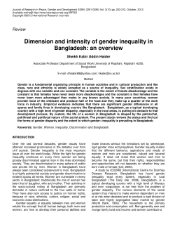 Dimension and intensity of gender inequality in Bangladesh: an