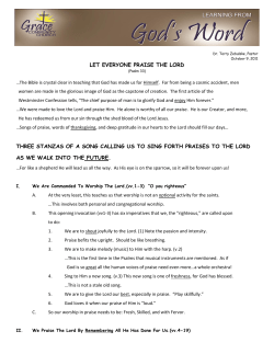 LET EVERYONE PRAISE THE LORD THREE STANZAS OF A