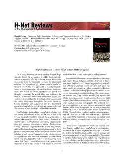 Regulating Popular Seditious Speech in Early Modern - H-Net