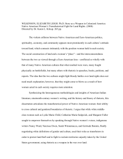 Native American Women`s Transrhetorical Fight for Land Rights