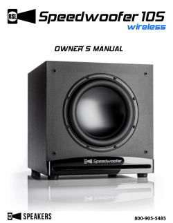 RSL Speedwoofer 10S - Owners manual