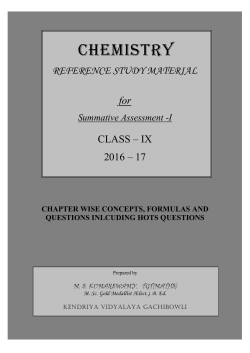 Chemistry Class IX for SA-I 2016-17