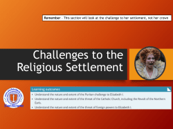 Puritan challenges to the Settlement