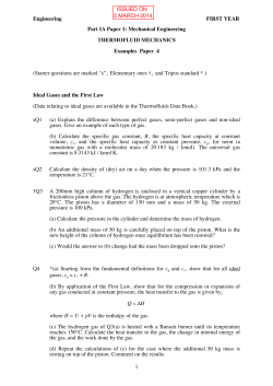 1P1, 2013-14, Thermofluid Mechanics: examples paper 4
