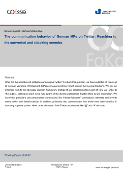 The communication behavior of German MPs on Twitter: Reaching