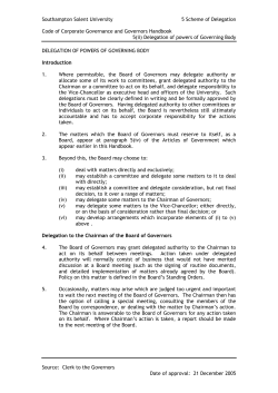 Delegation of Powers of Governing Body (Governors