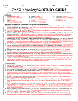 To Kill a Mockingbird STUDY GUIDE