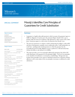 Moody`s Identifies Core Principles of Guarantees for Credit