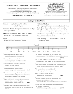 Sunday, January 27, 2013 - Episcopal Church of Our Saviour