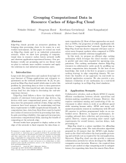 Grouping Computational Data in Resource Caches of Edge