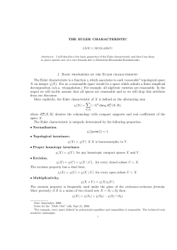 THE EULER CHARACTERISTIC 1. Basic properties of the Euler