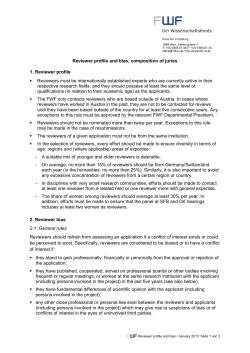 Reviewer profile and bias, composition of juries 1. Reviewer profile