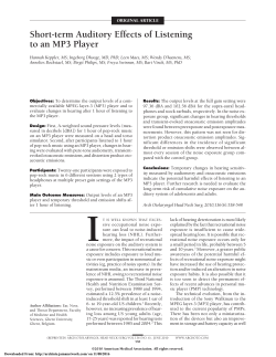 Short-term Auditory Effects of Listening to an MP3 Player