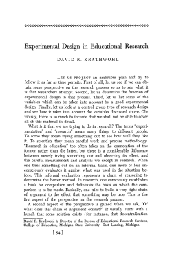 Experimental Design in Educational Research