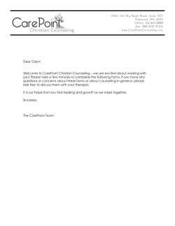 Dear Client, Welcome to CarePoint Christian Counseling &ndash; we are