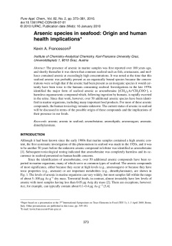 Arsenic species in seafood: Origin and human health