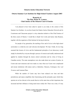 Ottawa Summer Law Institute for High School Teachers, August 2003