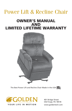Lift Chair Owner`s Manual