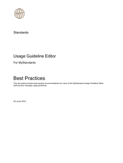 Usage Guideline Editor for MyStandards - Best Practices