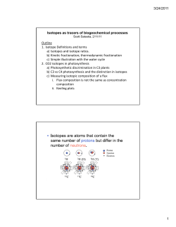 3/24/2011 1 Outline 1. Isotope Definitions and terms a) Isotopes and