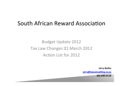 SARA 2012 Budget Update (JHB)