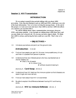Session 1: HIV Transmission INTRODUCTION &bull; OBJECTIVES