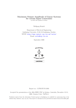 Maximum Output Amplitude of Linear Systems for certain Input