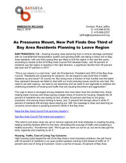 As Pressures Mount, New Poll Finds One Third of Bay Area