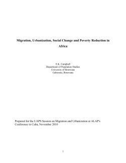 Migration, Urbanization, Social Change and Poverty Reduction in