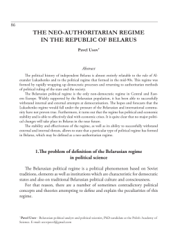 the neo-authoritarian regime in the republic of belarus