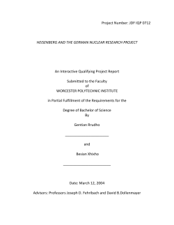 HEISENBERG AND THE GERMAN NUCLEAR RESEARCH PROJECT