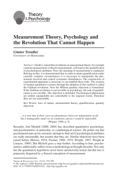 Measurement Theory, Psychology and the Revolution That Cannot