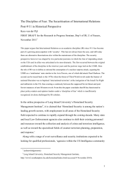 The Discipline of Fear. The Securitisation of International Relations