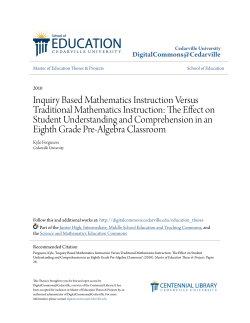 Inquiry Based Mathematics Instruction Versus Traditional