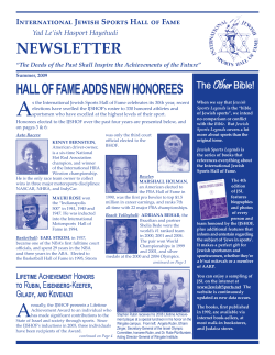 Summer 2009 Newsletter - International Jewish Sports Hall of Fame