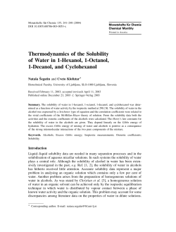 Thermodynamics of the Solubility of Water in 1-Hexanol, 1