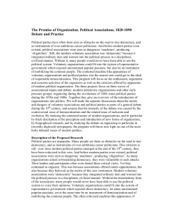 The Promise of Organization. Political Associations, 1820