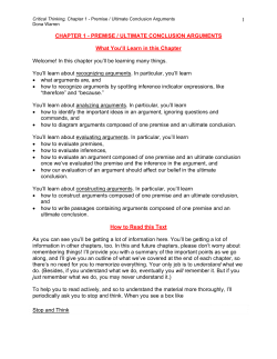 1 CHAPTER 1 - PREMISE / ULTIMATE CONCLUSION